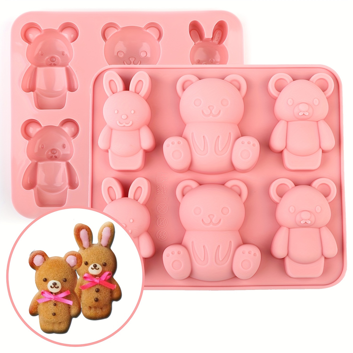 

Adorable Cartoon Bear & Bunny Silicone Mold For Candy, Chocolate, And Soap Making - Bpa-free, Perfect For Halloween, Christmas, Easter, Thanksgiving