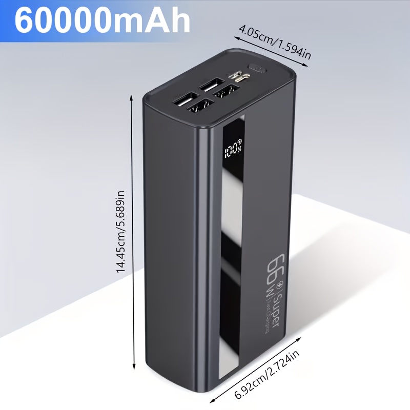 60000mah Power Bank, 66w Super Fast Charger, Portable High-capacity Charger, Local Storage, Gift Idea, Compatible With & Ios