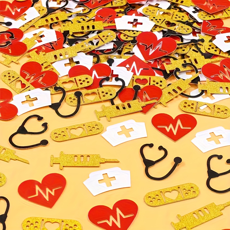 Image of 100pcs Of Nurse-themed Confetti, Table Decorations For Nursing School Graduation And Retirement Rn Parties