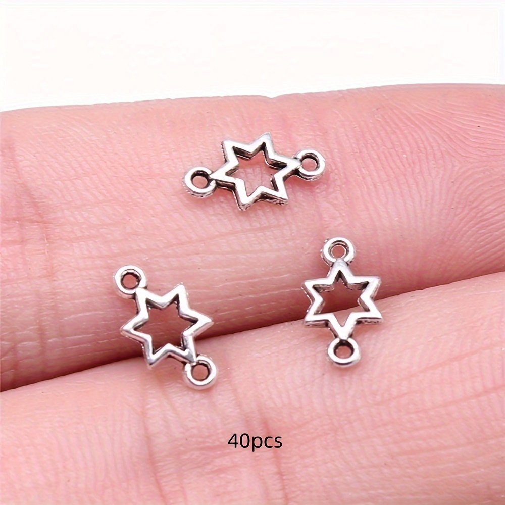 40pcs Mini Pentagram Charm Connector Ancient Silvery Diy Jewelry Making Necklace Bracelet Earrings Jewelry Accessories 5x10mm