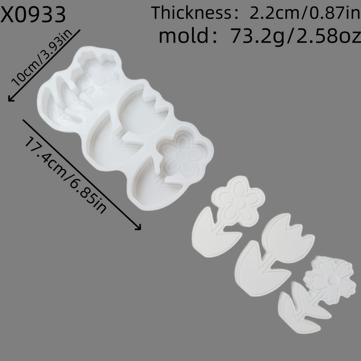 E-shop Harzgussformen Blume 3D Dekorative Silikonform Kerzen Silikonform Gips Dekorative Silikonform Heimdekoration Epoxidharzform 73.2 X0933