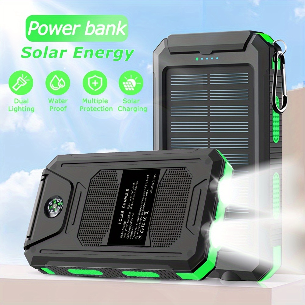 Banco Energía Solar Cargador Solar Portátil 20000mah Paquete - Temu