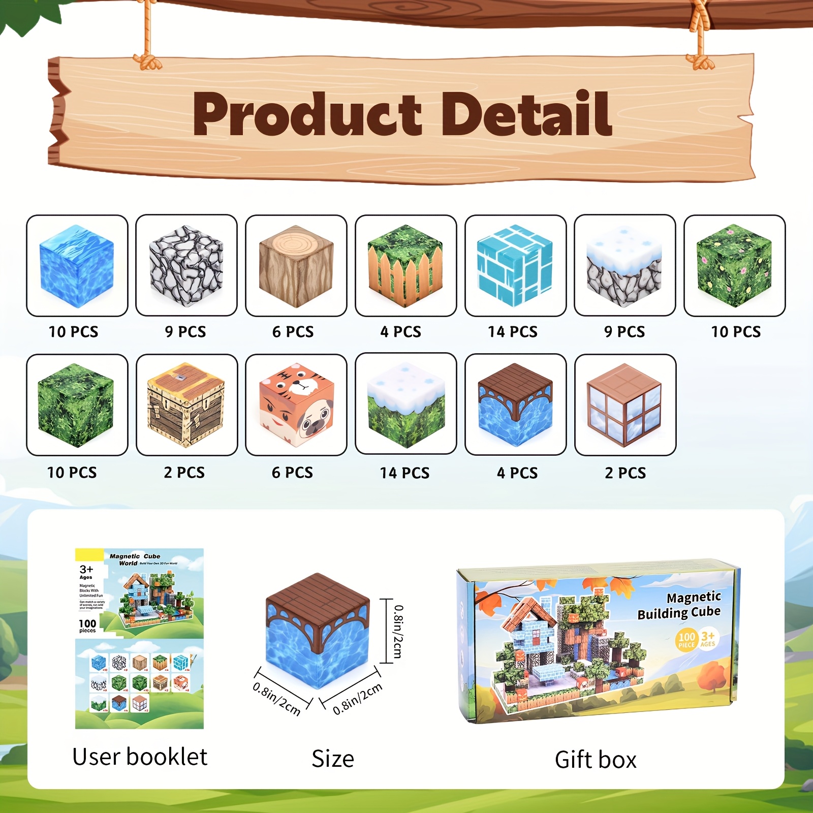 100pcs Magnetic Blocks, STEM Montessori Sensory Toys For Toddlers Kids, Construction Building Toy Christmas Birthday Gifts For Boys Girls Aged 3-5 6-8 8-12