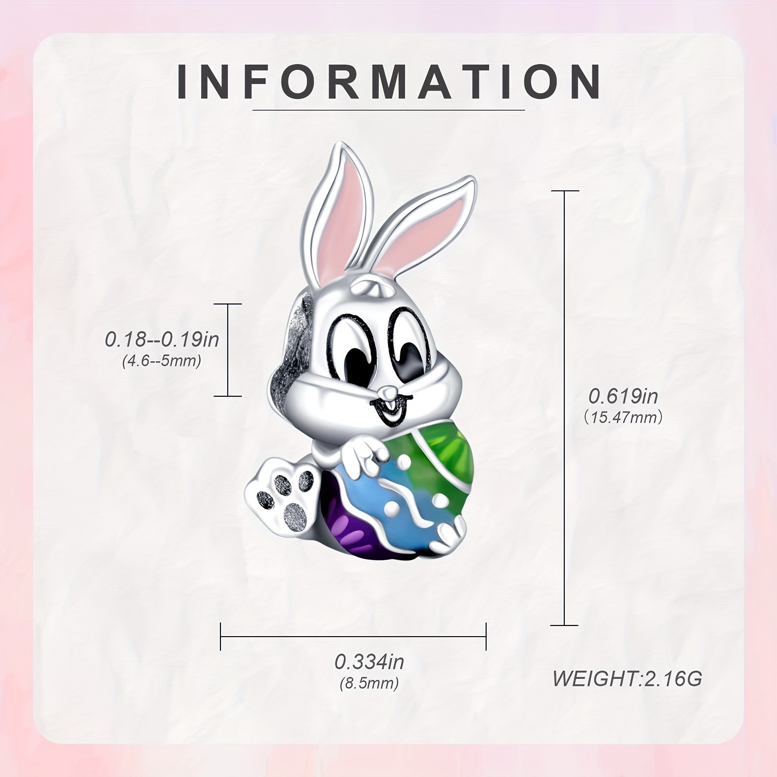 Easter Rabbit & Egg Charm 925 Sterling Silver Pendant for Bracelet & Necklace