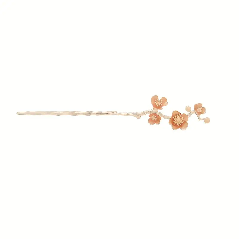1pc elegant cherry hairpin japanese alloy metal hair clip with pink women s updos hanfu styling formal occasions stylish updo pin metallic alloy construction Product details 5
