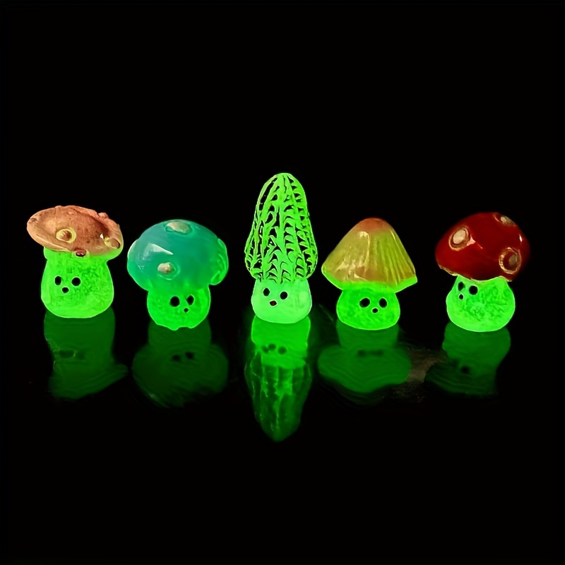 

10 Pcs Contemporary Night-lit Mini Mushroom Terrarium Decorations - Perfect For Diy Home Gardens And Outdoor Enchantment