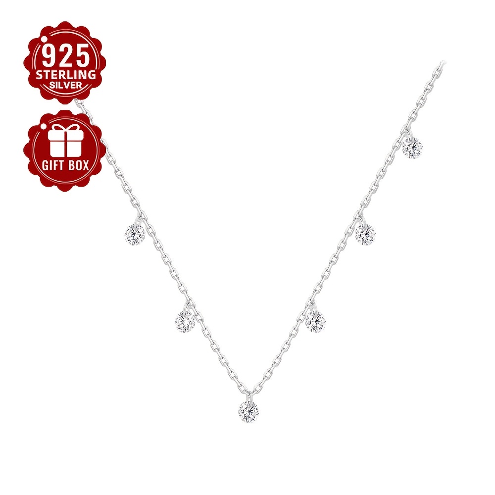 

A 1pc S925 Silver Necklace Inlaid With Synthetic Zirconia, A Chain For Women That And Is Suitable For Travel And , Hypoallergenic (approximately 1.7g).