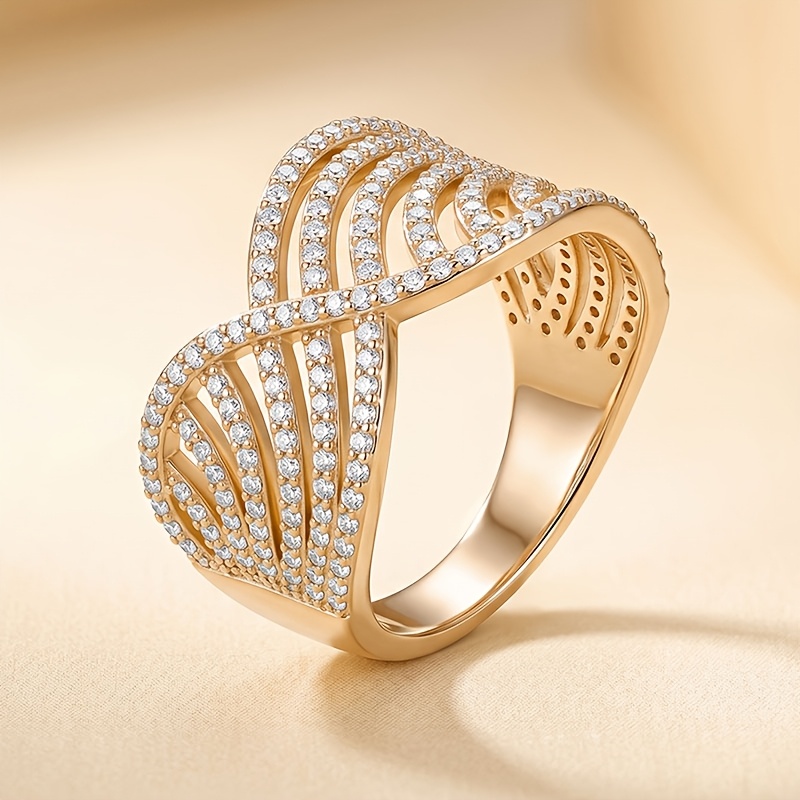 Women's Hollow Intertwined Ring with Sparkling Zirconia