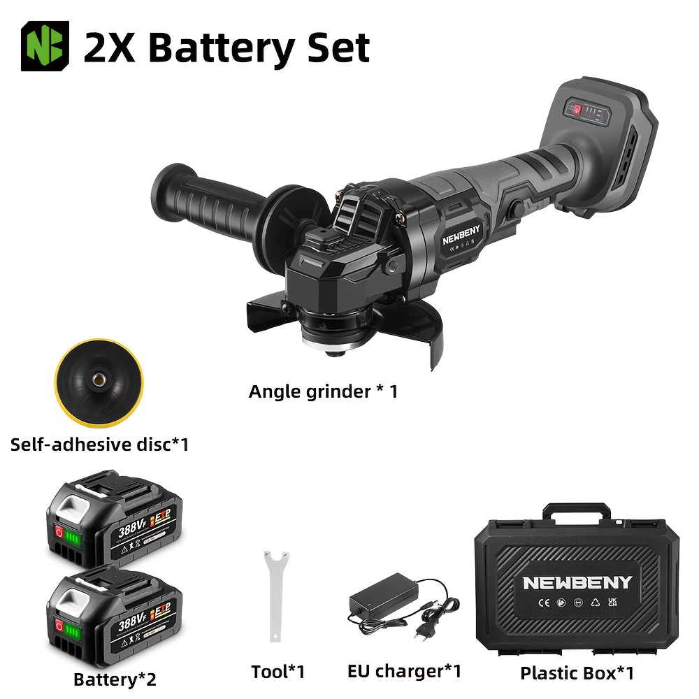 2000W Borstelloze Elektrische Haakse Slijper, 125mm Metalen Hout Slijpen en Polijsten Elektrisch Gereedschap Set