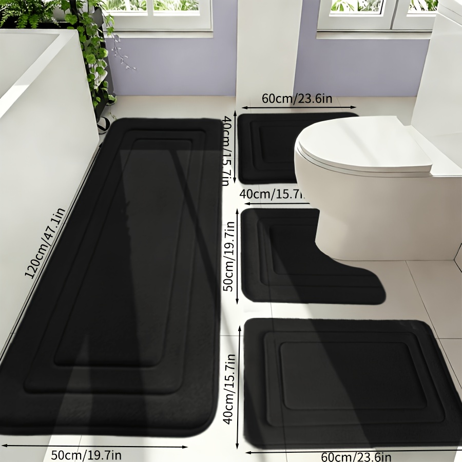 TEMU 4 tapis de bain en mousse à de , tapis de salle de bain super absorbants, séchage rapide, lavables en machine, tapis de bain antidérapant