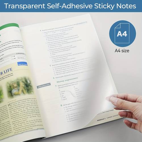 50 sheets extra large clear sticky notes 8 5x11 inches waterproof anti fingerprint self stick for home use
