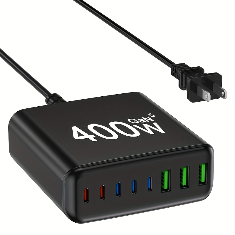 TEMU 400w Fast Charger 8 Port Pd Fast Charger Laptop Power Adapter, 65w Laptop Charger Compatible Tablet, Cell Phone Multiple Models, Sleek Power