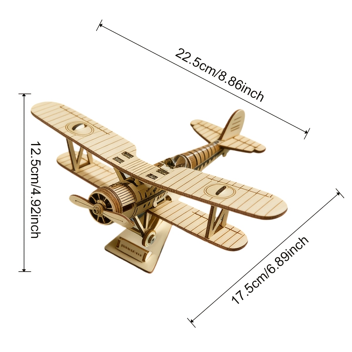 Image of 3d Wooden Puzzle Suitable For Adults &: Vintage Airplane Model - Challenging Project With Wood Pieces, Complex 3d Assembly, Desktop Decor, Birthday/christmas Gift (airplane)