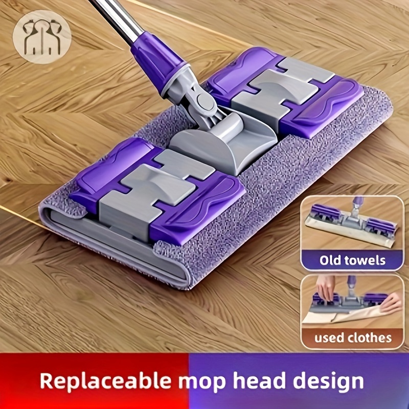 

[ Rated And Fast Delivery] Extra Large Flat Mop Set With 2 Reusable Pads - Stainless Steel, Suitable For Bedroom, Kitchen, Living Room And Wall Cleaning