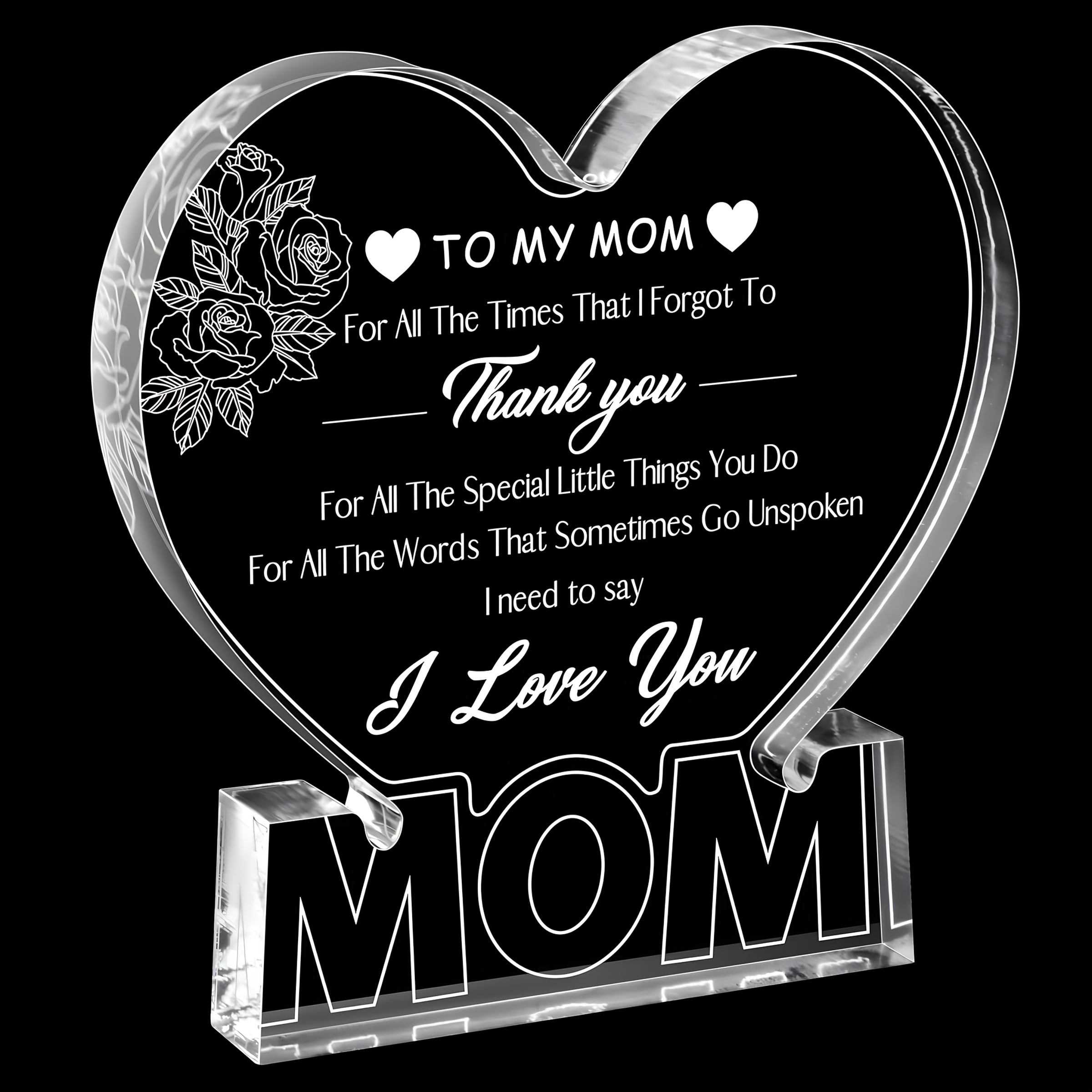 TEMU Une plaque en acrylique de cœur avec , parfaite comme cadeau d'anniversaire pour maman de la part de sa fille, idéale pour les occasions comme