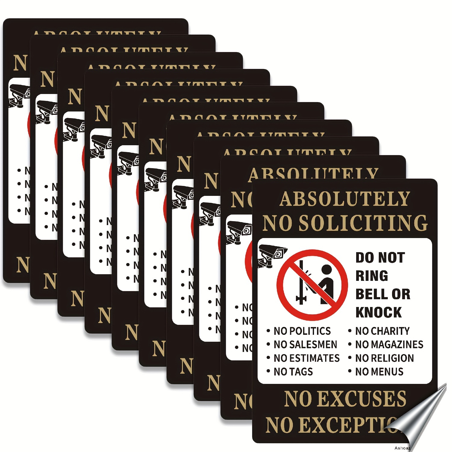 

(set Of 10) No Soliciting Sign For House, Strong Self-adhesive, No Soliciting Signs For Home Sticker, Keeping The Solicitors Away, 10'' X 7''