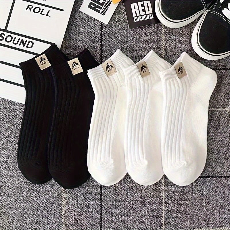 5 Pairs Unisex Snow-capped Socks - Soft Comfortable Invisible Everyday Socks, Solid Color, Machine Washable, Durable For , Fluffy Socks, Everyday Wear, Classic Crew Sock, Smooth Texture Sock