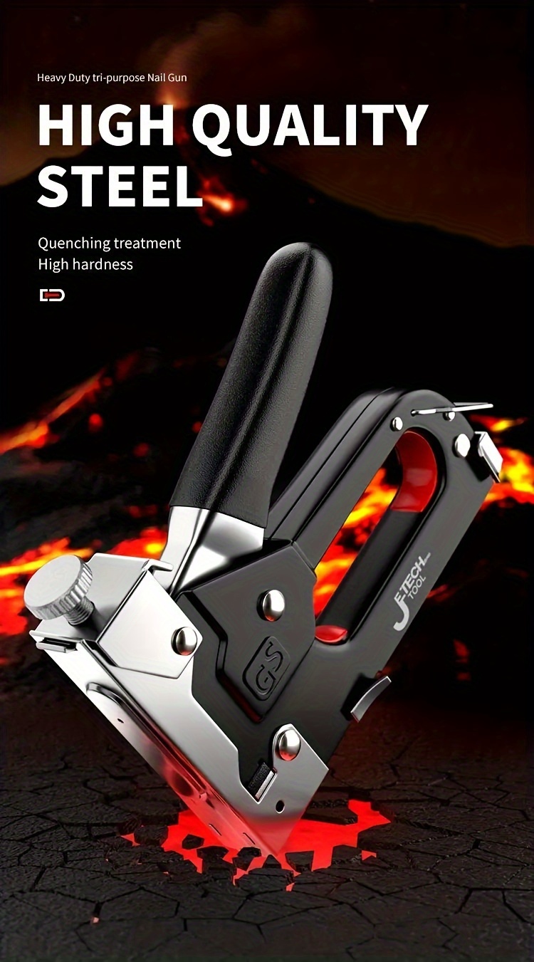 1pc 4 in 1 heavy duty stapler for diy home decor furniture wood frame stapler multi tool hand nail gun bandage pliers four piece set art supplies outdoor camping details 6