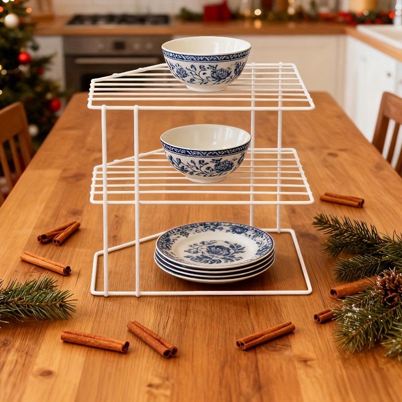 White Three-Tier Corner Insert Storage Rack, Efficient Space-Saving Solution
