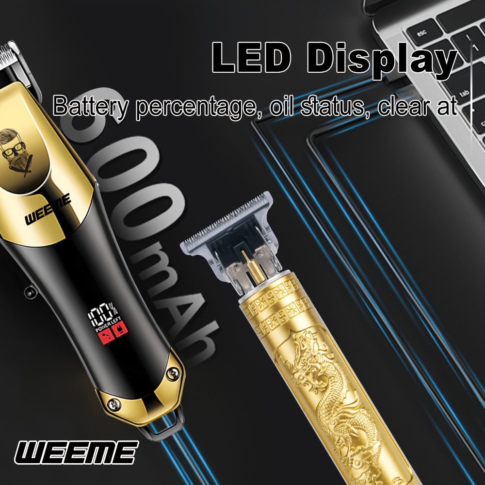 WEEME 4pcs/3pcs/1pc Cordless Men' Hair Clippers & Beard Trimmer with Electric Shaver & Nose Trimmer - Rechargeable Professional Hair Cutting System Suitable for Traveling, Home Use, Gift for Dad, Husband, Birthday/Christmas Present.