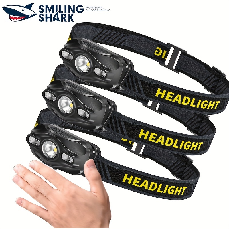 Smiling Shark TD0143 Sensor Headlight Fishing Headlamp XPE USB