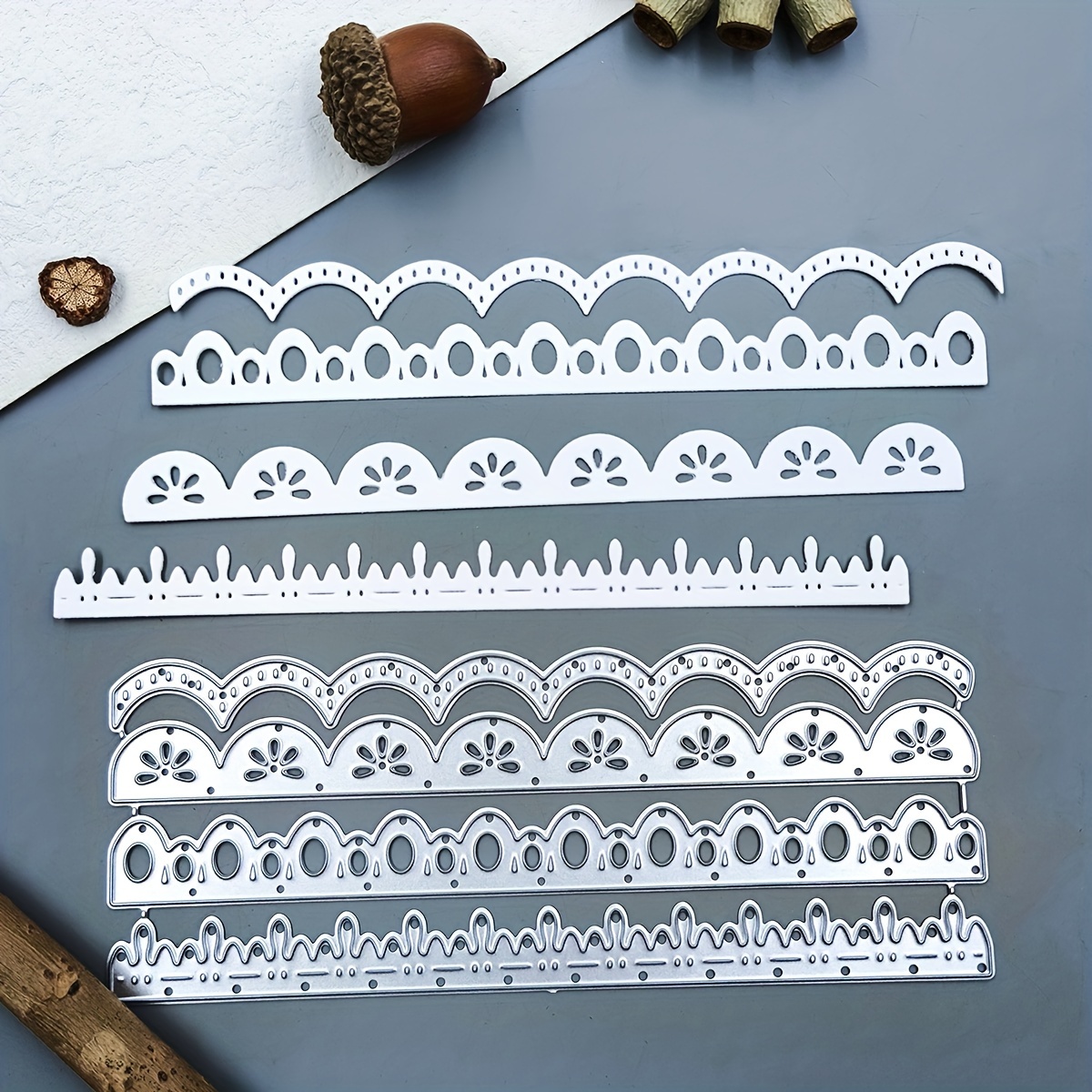 

A Cutting And Embossing Knife Mold For Lace With Wave Patterns In Golden Color.