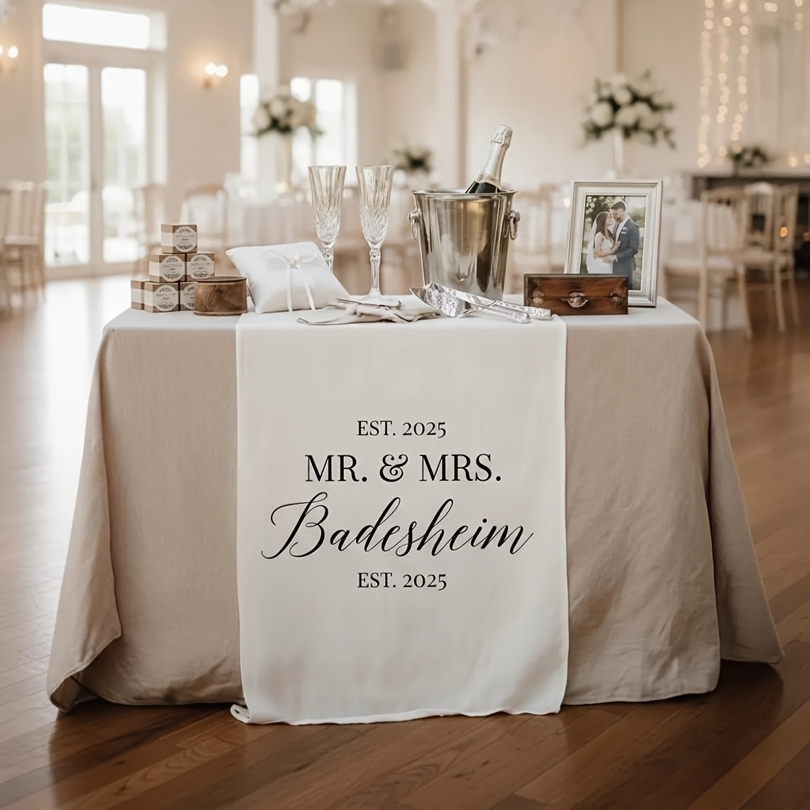 TEMU Custom Wedding Table Runner, Personalized Names, Keepsake For Anniversaries