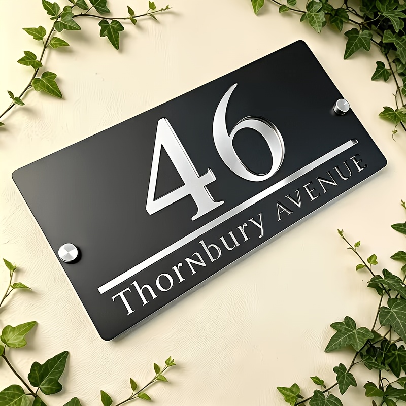 TEMU Plaque de numéro de maison personnalisable moderne et premium en acrylique avec numéros de rue personnalisables. Procédé de découpe laser à