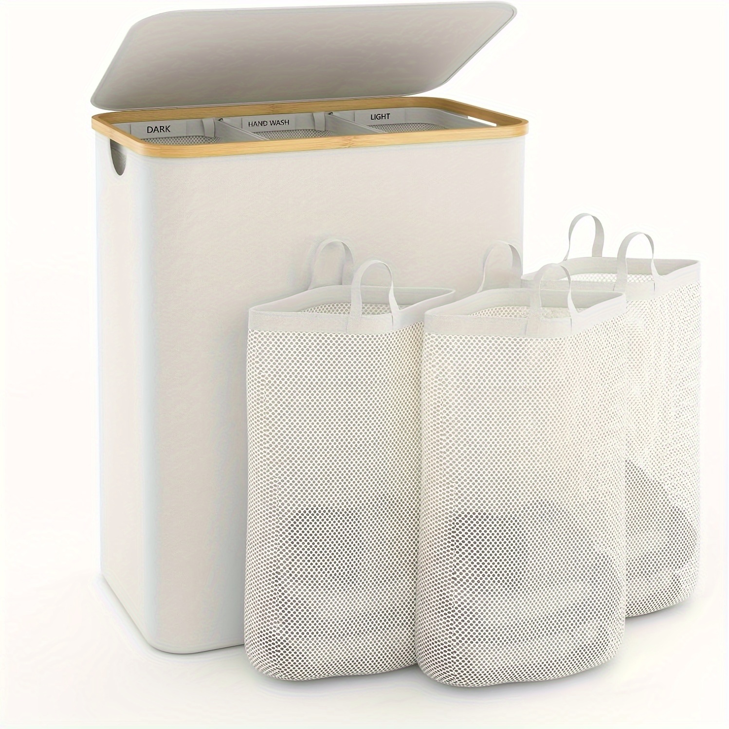 extra large 160l laundry basket hamper lid 3 section divided - Temu