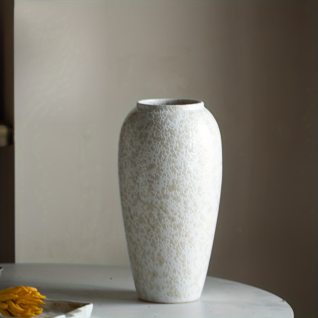 TEMU Luxurious Large Ceramic Vase - Exquisite Textured , For Elevating Home Room, Bedroom & Kitchen With Its Unique Patterns And Sophisticated Style