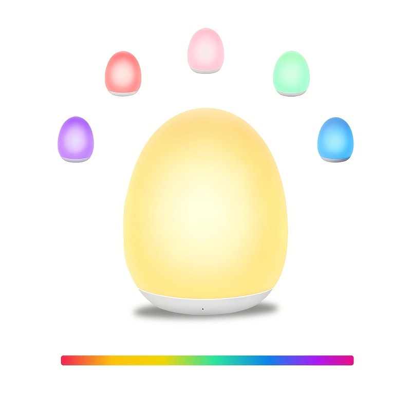 TEMU 1pc - Egg-shaped Small Night Light, Suitable For Living Room And Office Decoration, Bedroom Night Light, Ambiance Lamp, Mood Adjustment, Room