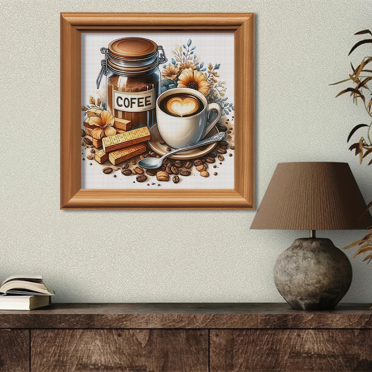 TEMU 1 Set - Creative Coffee Theme Cross- Painting Kit, Diy High-quality Embroidery Floss Cross- Decoration, 11ct Cross- Embroidery Craft, Gift For