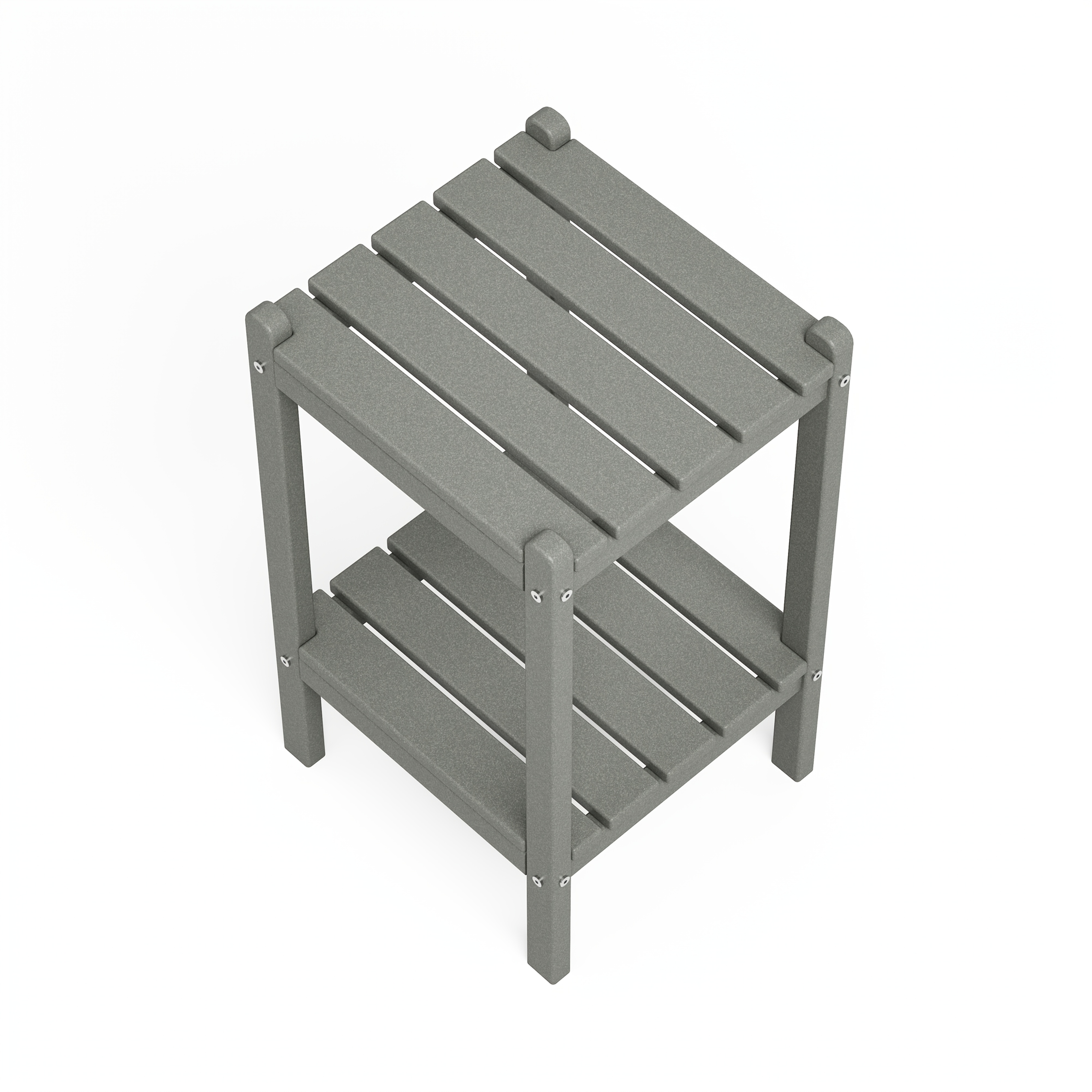 Outdoor HDPE Double-layer High Side Table, Leisure Side Table with Double-Layer Storage Design, Multifunctional Small Coffee Table, for Courtyard, Pool, Terrace And Balcony, Gray
