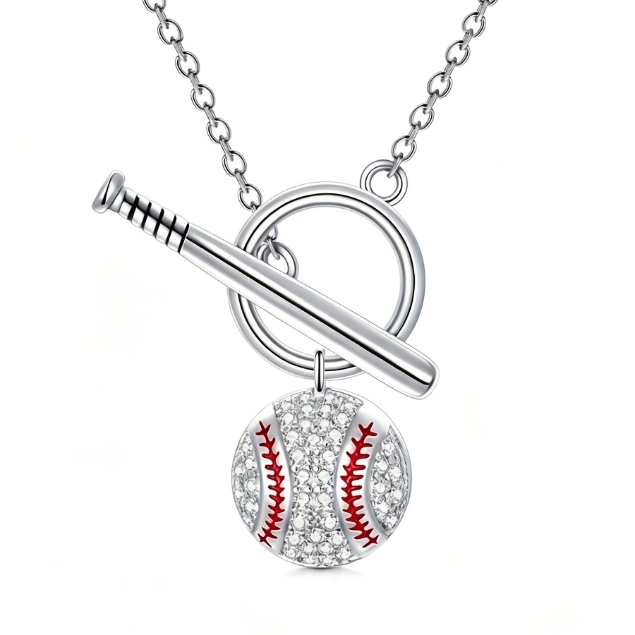 TEMU 1 pièce Collier de baseball plaqué pour femme et homme - Chaîne ras du cou ras-de-cou avec fermoir OT, minimaliste unisexe adapté à un port ,