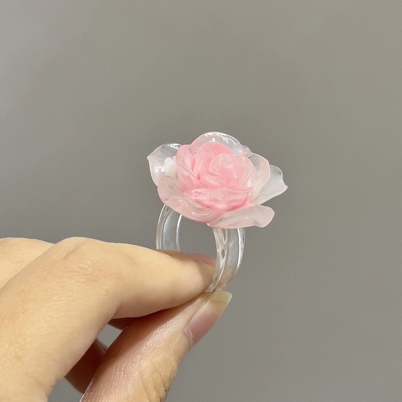 Image of Single European And American Pink Rose Flower Ring Bohemian Style Sweet Ladies Ring Popular Holiday Gift Birthday Gift