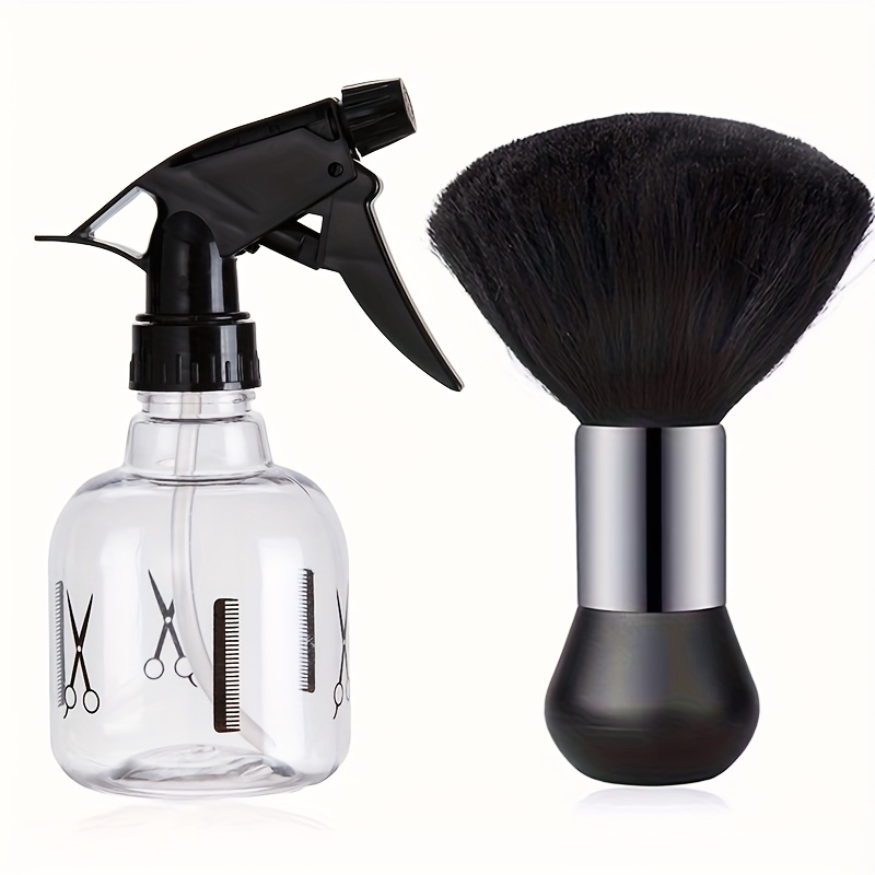 Image of 2pcs Barber Salon Hairdresser Water Sprayer Set -high Pressure Spray Bottles, Continuous Mist Watering, Barbershop Hairdressing Neck Duster Cleaning Brush Professional Hair Styling Tools