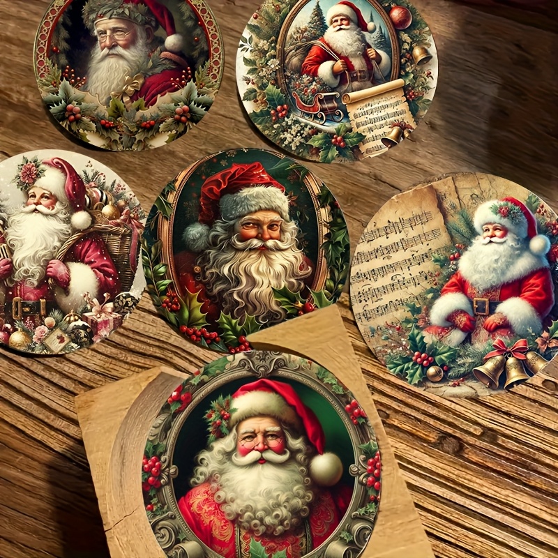 Image of 6pcs Santa Claus Coasters, Heat Insulated Table Mats, Non-slip Placemats For Drinks And Plates, Christmas Decorations Suitable As Gifts