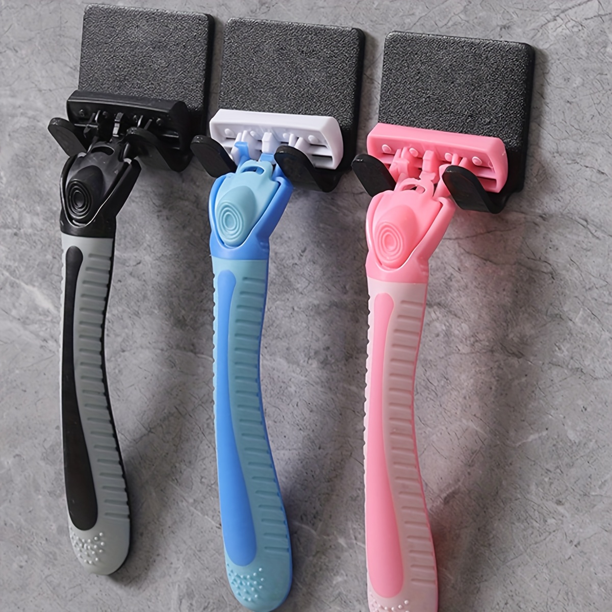 Image of 1pc/2pcs/3pcs/5pcs Easy Wall-mounted Razor Holder - Fashionable Bathroom Shaver Organizer, Durable Plastic, Home Bathroom Tidy Accessory, Ideal Gift For Men