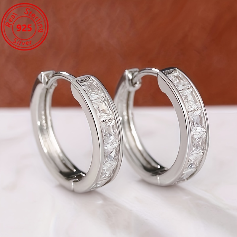   of s925   fashionable and simple zirconia earrings shining daily wear for women hypoallergenic lightweight earrings suitable for any outfit and date as a gift for women Product details 4