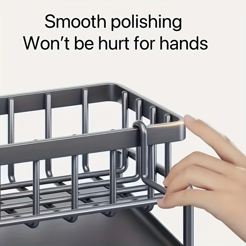 sponge rack suitable for kitchen sink sink rack with high brush holder kitchen sink storage box countertop rust proof carbon steel soap dispenser kitchen storage and   items details 4