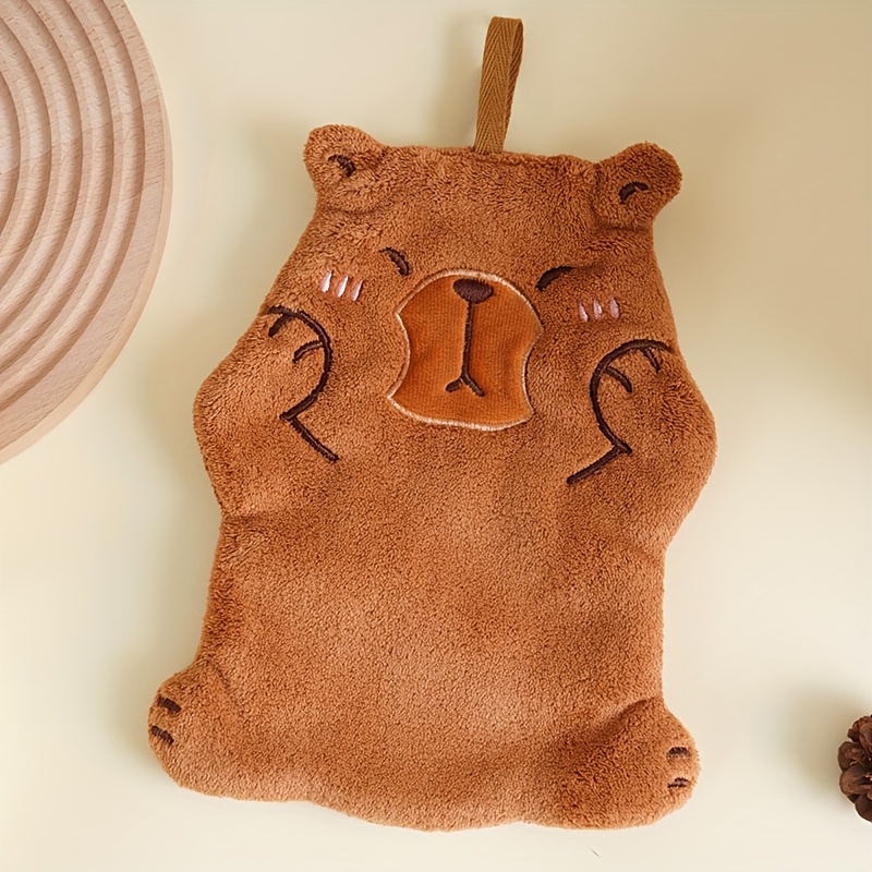TEMU Capybara-themed Hand Towels, Made Of Soft And Thick Coral Fleece, Ideal For Quick Drying And Bathroom, With To Hang Them Up