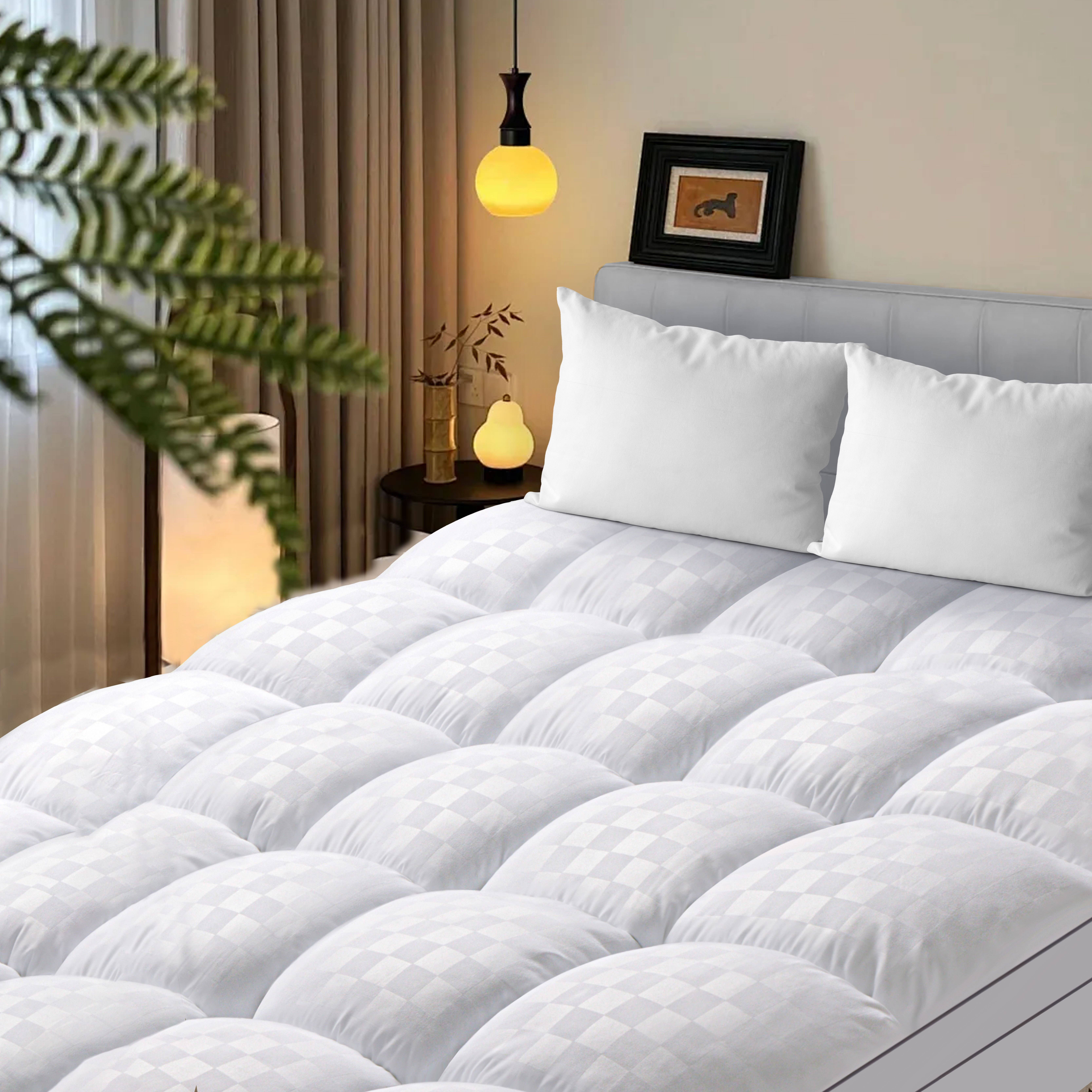 Mattress Topper, Extra Thick Mattress Pad Pillow Top Mattress Cover Quilted Fitted Mattress Protector Top Stretches Up 8-21
