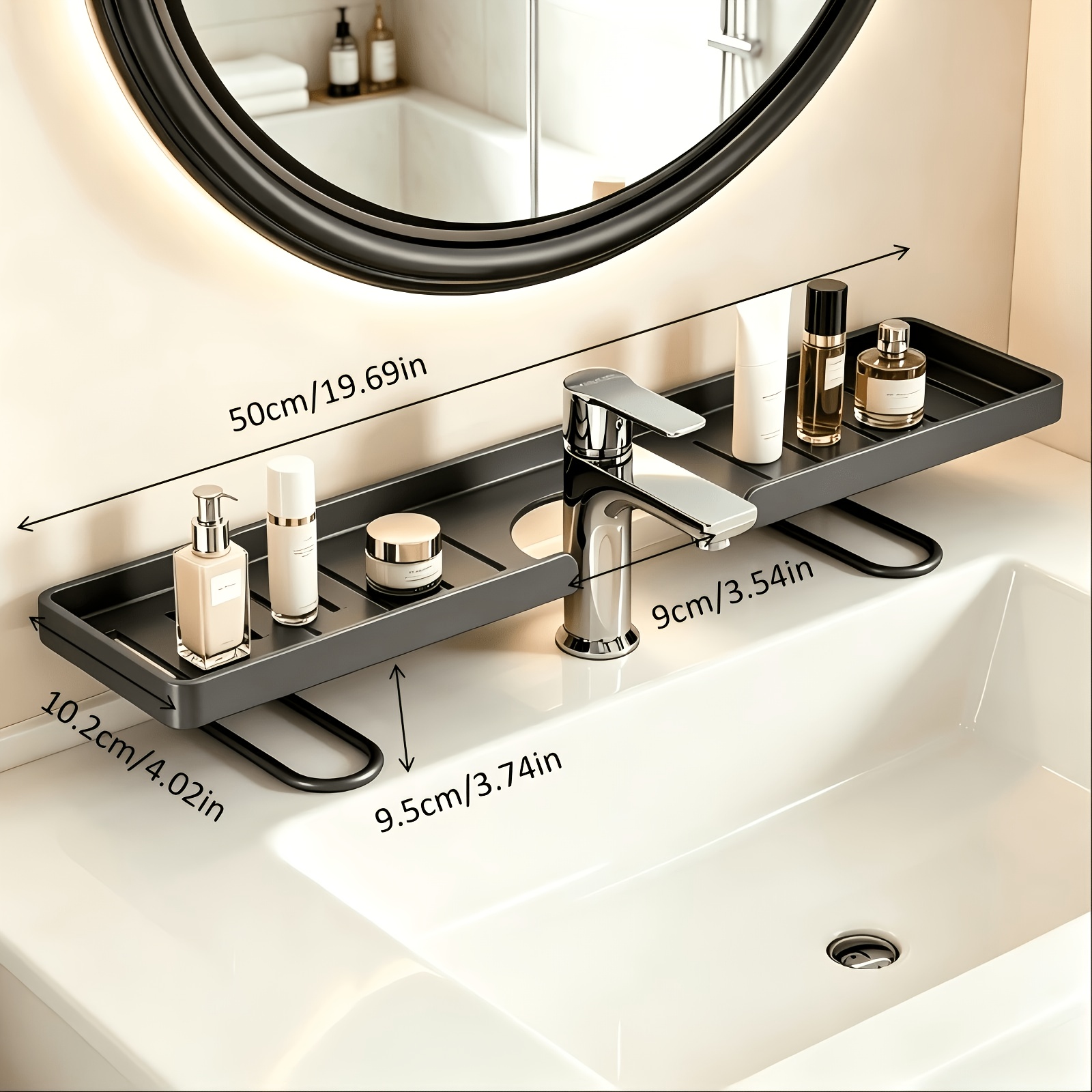 TEMU Étagère à robinet rainurée en acier au carbone pour de bain et cuisines, avec un design autoportant perçage. La rainure élargie s' à la plupart