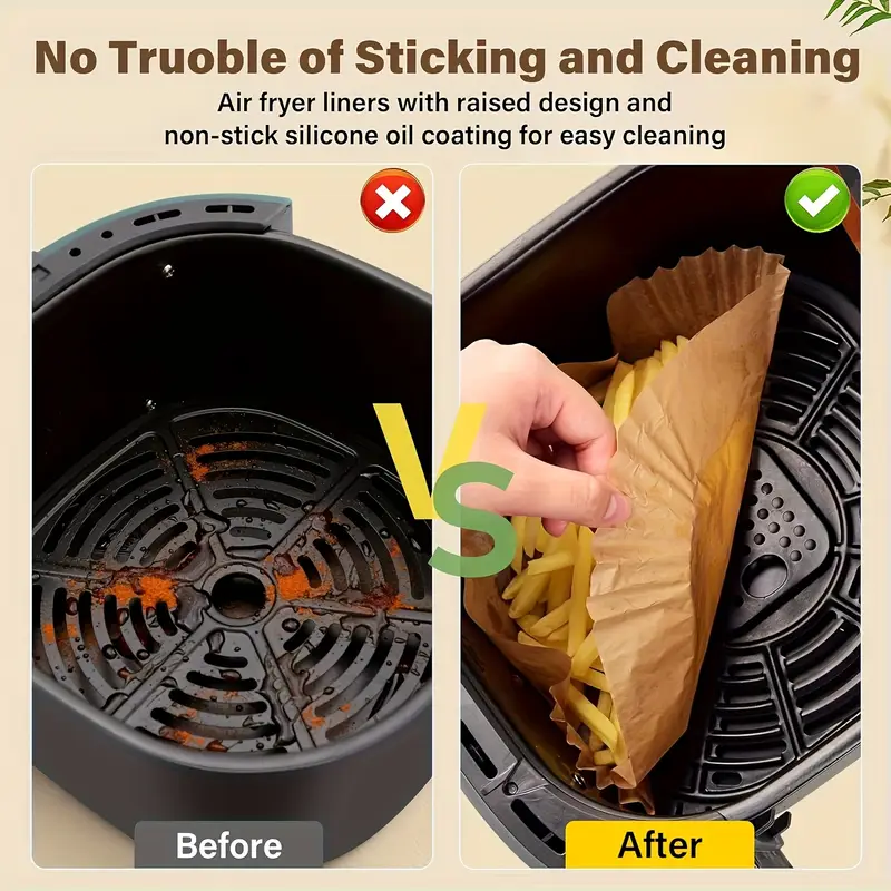 125pcs 100pcs of air fryer paper disposable air fryer mat non stick disposable air fryer mat 8 inch unbleached baking paper suitable for 5 8 fryer microwave baking Product details 1