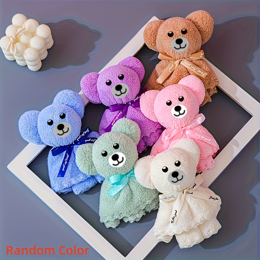 Image of 6pcs Smiling Bear Towel Gift Set, Random Color, Made Of Material, To Life. Perfect Gifts For Weddings, Parties, Birthdays, Mother's Day, And Graduation Season