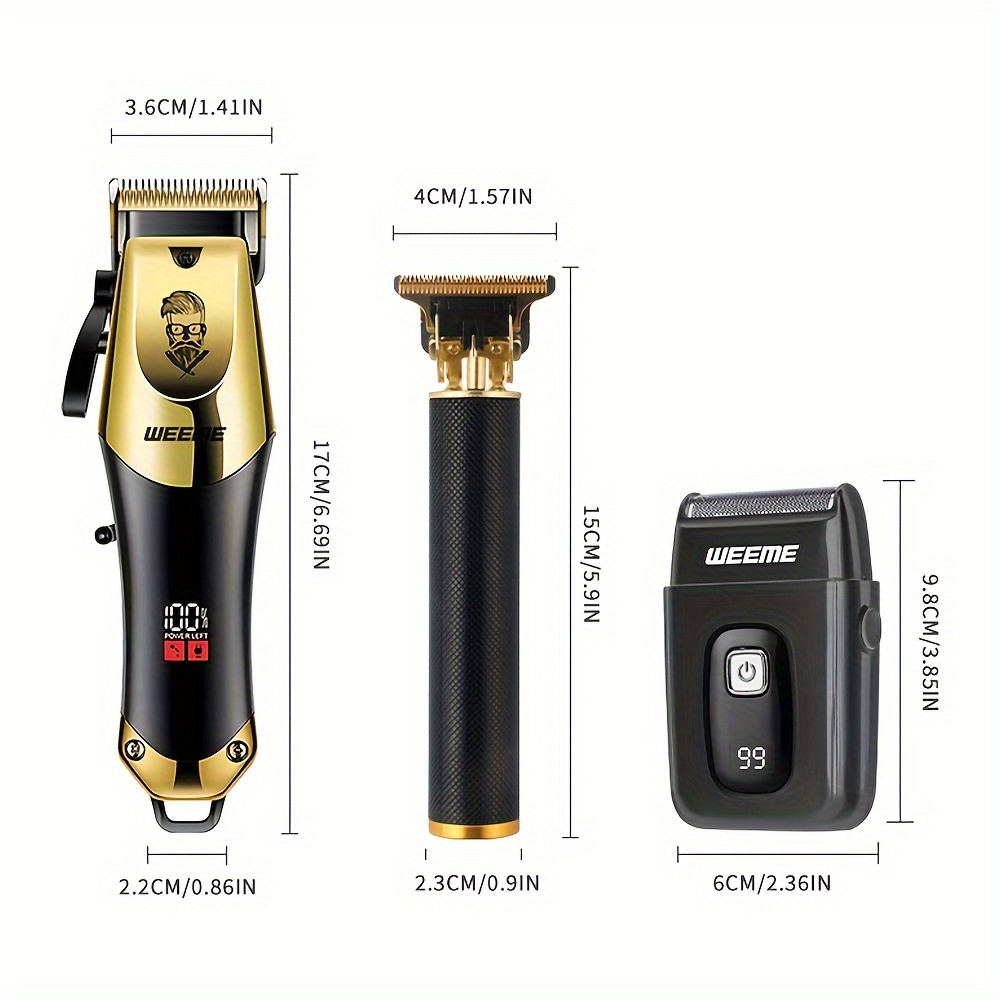 TEMU Hair Cutting Three-piece Set Men' Hair Styling Electric Hair Clipper Three-piece Set, Usb Charging Personal Hair Salon Electric Clipper,