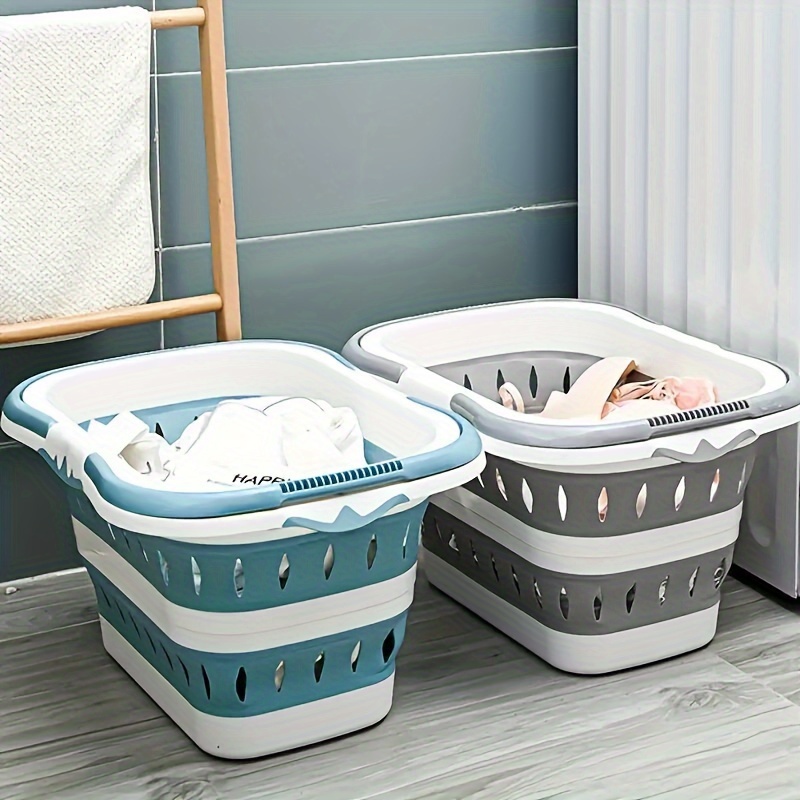 

1pc Large Folding Dirty Household Wall-mountable Clothes Storage Basket Bathroom Dirty Plastic, Laundry Baskets