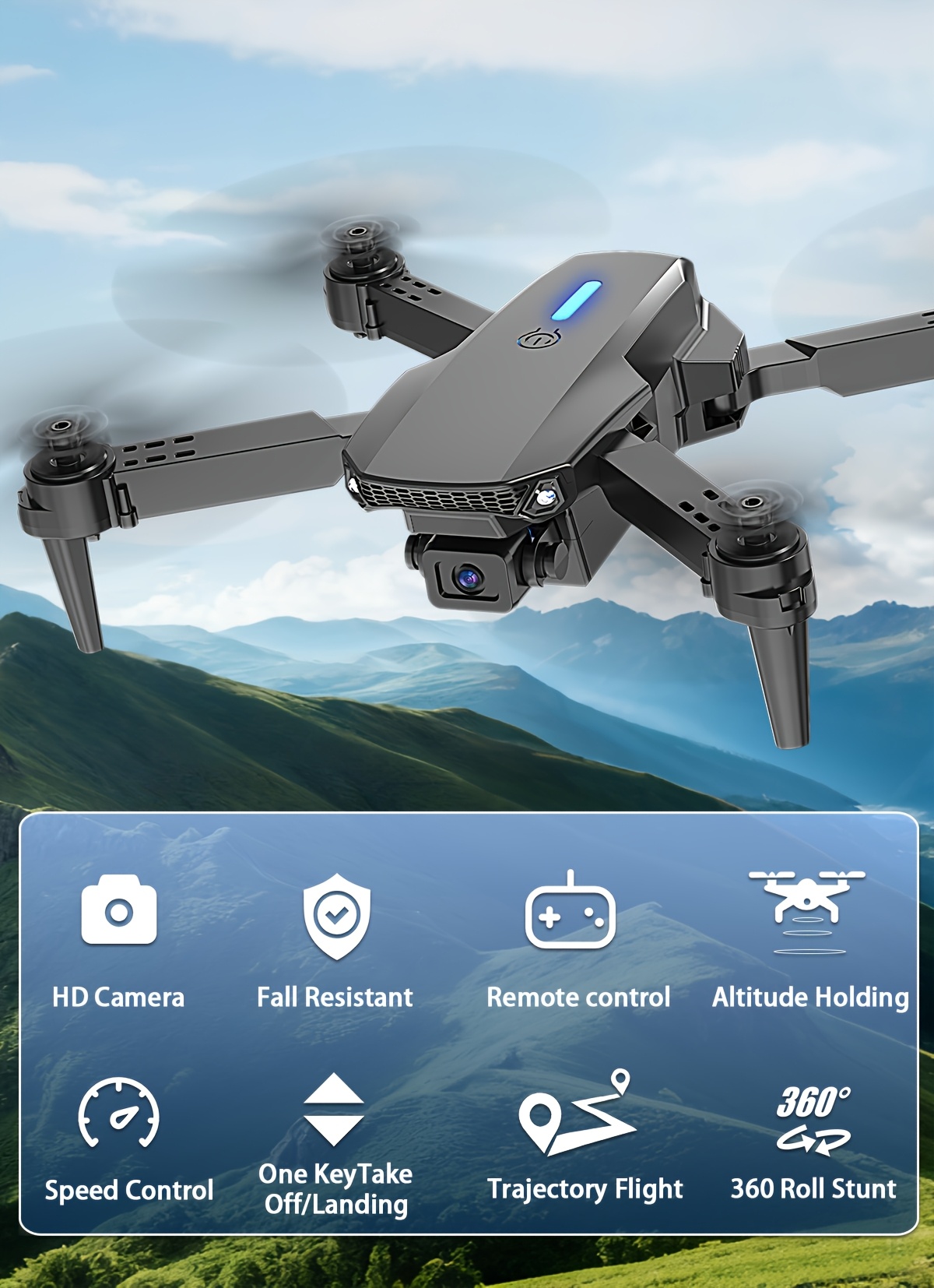 HD Foldable Drone, Equipped With 1/2 Batteries, Dual HD Cameras, Foldable Rc Drone With APP Control, Real-time Video Remote Control Quadcopter, Birthday Gift Indoor And Outdoor Drone Aircraft