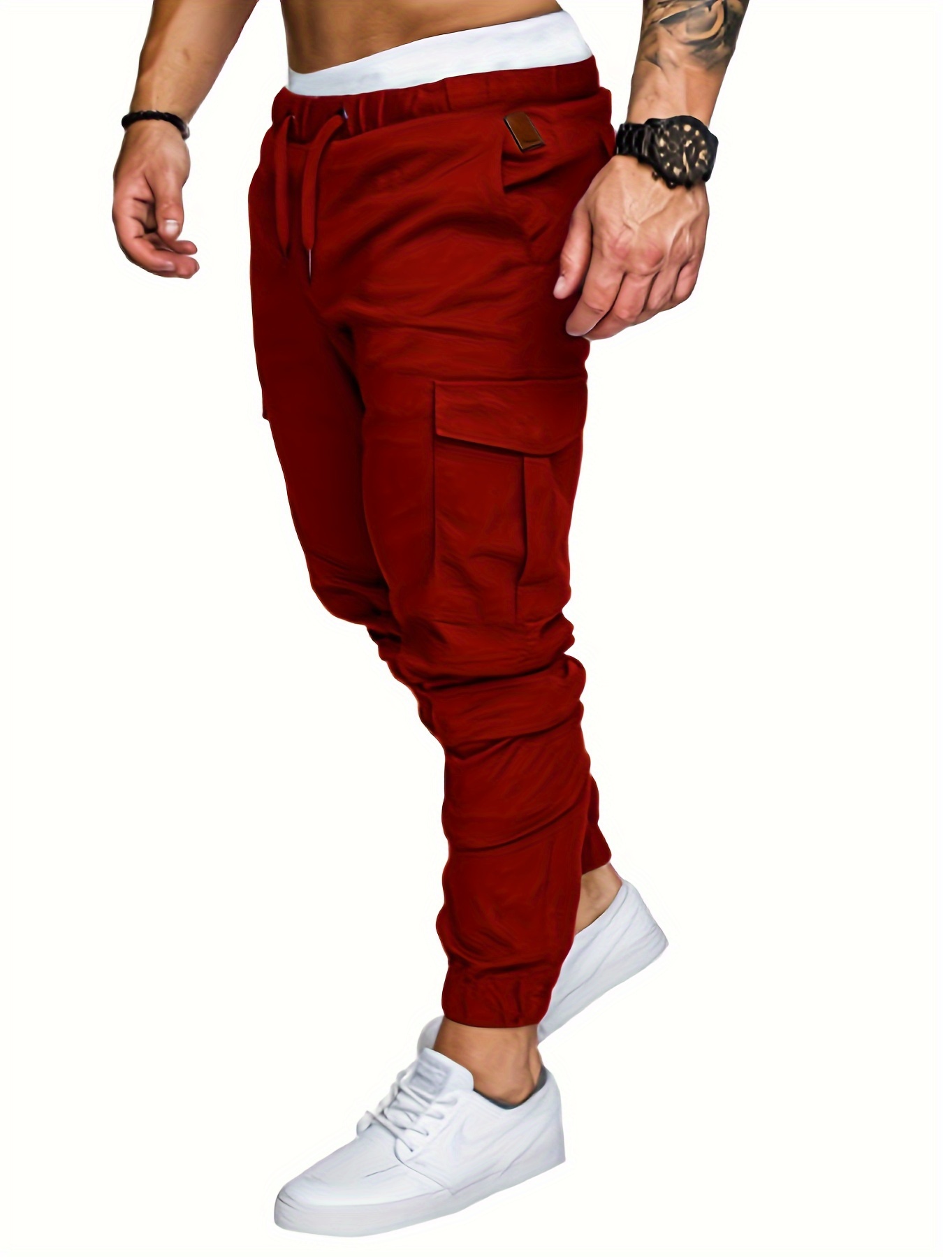 Men's Regular Fit All-Season Streetwear Cargo Pants KJ-CK04 with Drawstring Waist And Multiple Utility Pockets - Durable Machine-Washable Fabric, Casual Outdoor Work Pants, Allseason Trousers | Street Style Cargo | Functional Clothing