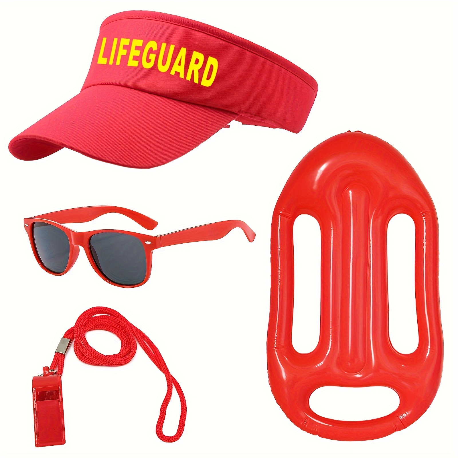 

4pcs Costume Accessories, Beach Costume Adjustable Hat Whistle Glasses, Dress Up Props, Carnival Party Outfit For Men